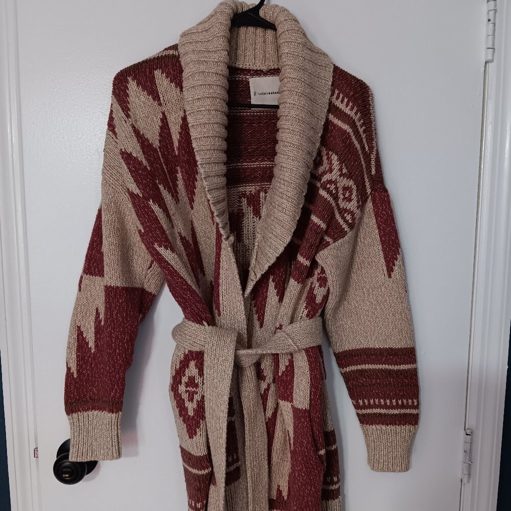 NWOT small lucky brand southwestern heavy coatigan cardigan yellowstone winter